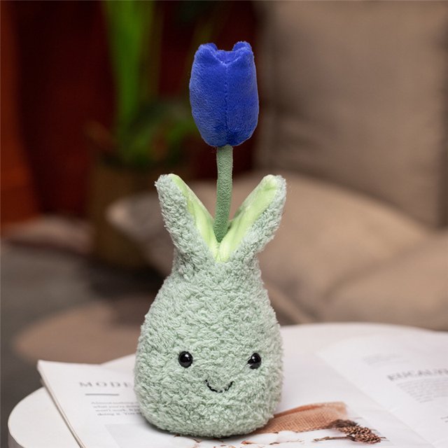 Lindo muñeco de tulipán, muñeca de dibujos animados, flor, planta, juguete de peluche curativo cálido, muñeco de trapo, regalo