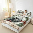 thumbnail image 4 of Manfei Steam Engine Train Queen Sheet Sets for Teens, Winter Farmhouse Cabin Flat Sheet, Dreamy Christmas Queen Fitted Sheet, Breathable Home Decor, 4pcs, 4 of 7