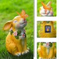thumbnail image 3 of Solar Garden Statues Rabbits with Butterflies Solar Charging Hand Painted Synthetic Resin Solar Statues Lights Yellow, 3 of 4