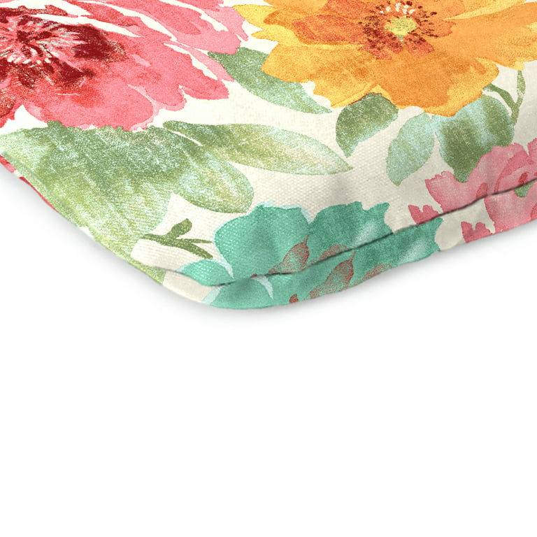Mainstays Floral Outdoor Seat Pad Chair Cushion, Multicolor, 17 x 15.5 