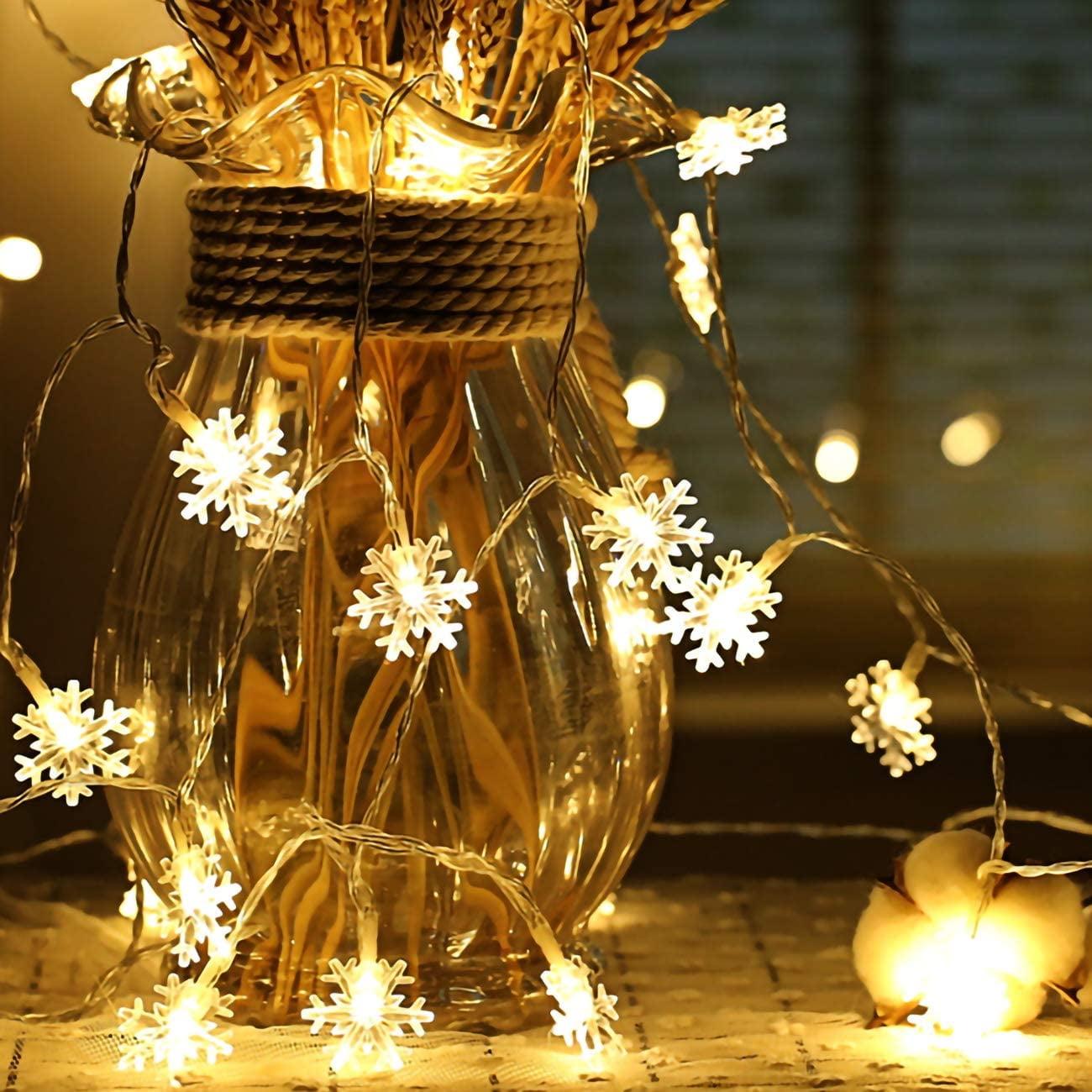LED Star Snowflake Lights Battery Garden Fairy String Micro Wedding Party Decor 
