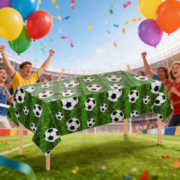 2026 New! 3 Pcs Soccer Tablecloth for Birthday Party Decorations - Plastic Table Cover for Ball Themed Supplies, 54 x 108 Inches