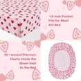thumbnail image 4 of Viviland Kids Sheet Set Full Size, Girls Full Sheet Set with Floral Pink Strawberry Pattern，Breathable Silky Soft Microfiber Kids Fitted Sheet, 4 of 8