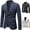 Navy, variant on Big & Tall Men's Checkered Plaid Blazer Dress Sport Coat, One Button Notch Lapel Tailored Fit Suit Jacket, Wrinkle Free Business Casual for Work Office, Black, XXXXL
