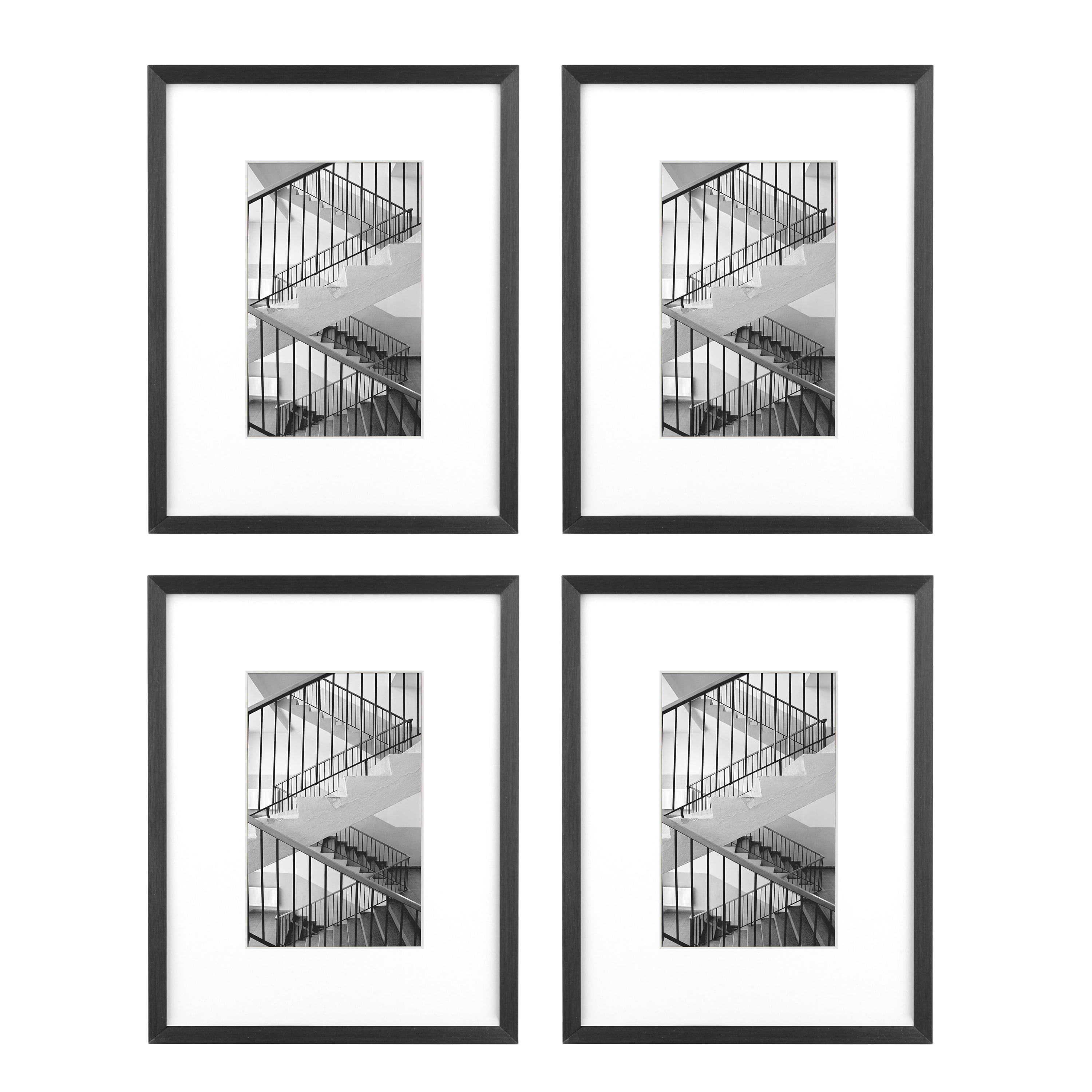 Better Homes & Gardens 7x9 Matted to 4x6 Metal Tabletop Picture Frame Set, Black, Set of 4