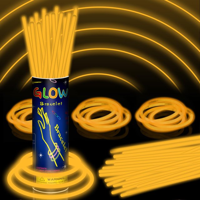 Paquete de 150 Palitos Luminosos Naranja de 20 cm con Conectores para Fiesta