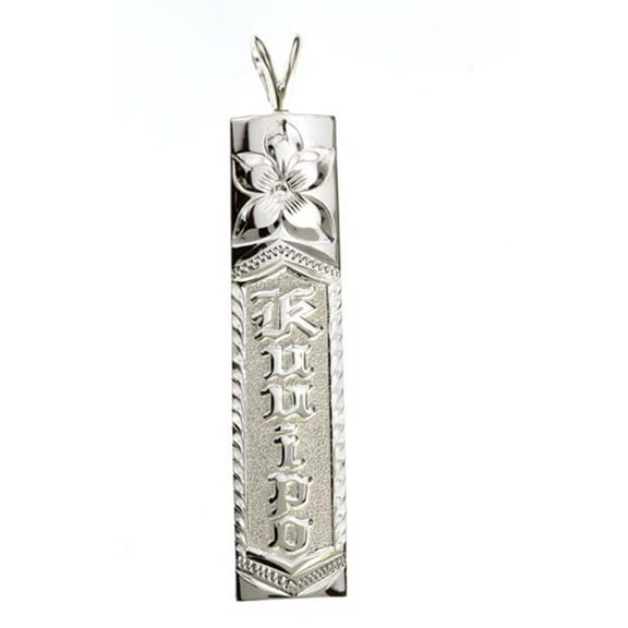 Hawaiian Silver Jewelry Vertical Kuuipo Sweetheart Pendants 6mm Width