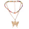 thumbnail image 1 of Double Layer Necklace Fashion Rhinestone Butterfly Chain Necklace Bead Necklace, 1 of 10