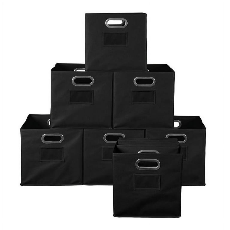 NICHE Cubo Foldable Fabric Storage Bins, Black, Set of 12