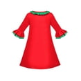 thumbnail image 2 of Robe Fille Rouge Vert Pastèque Mignonne à Volants Manches Longues 3/4 3 Ans, 2 of 6