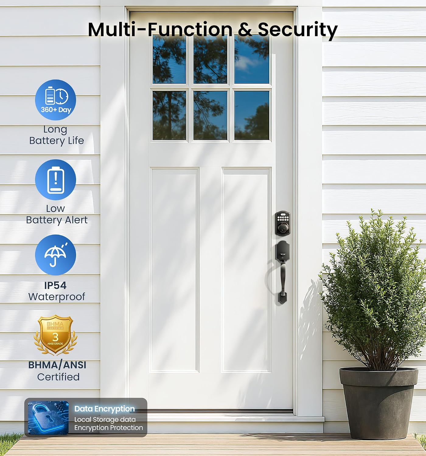 VEISE Fingerprint Keyless Entry Smart Lock Matte Black photo 8
