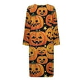 thumbnail image 5 of Xoenoiee Pumpkin Star Print Women Zip Up Robe Comfy Nightgowns Housecoats Halloween Long Sleeve Bathrobe Breathable Sleepwear with 2 Pockets, XL, 5 of 7