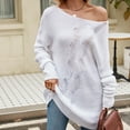 thumbnail image 6 of ShomPort Long Sleeve Sweaters for Women off the Shoulder Loose Oversized Pullover Tunic Tops, 6 of 9