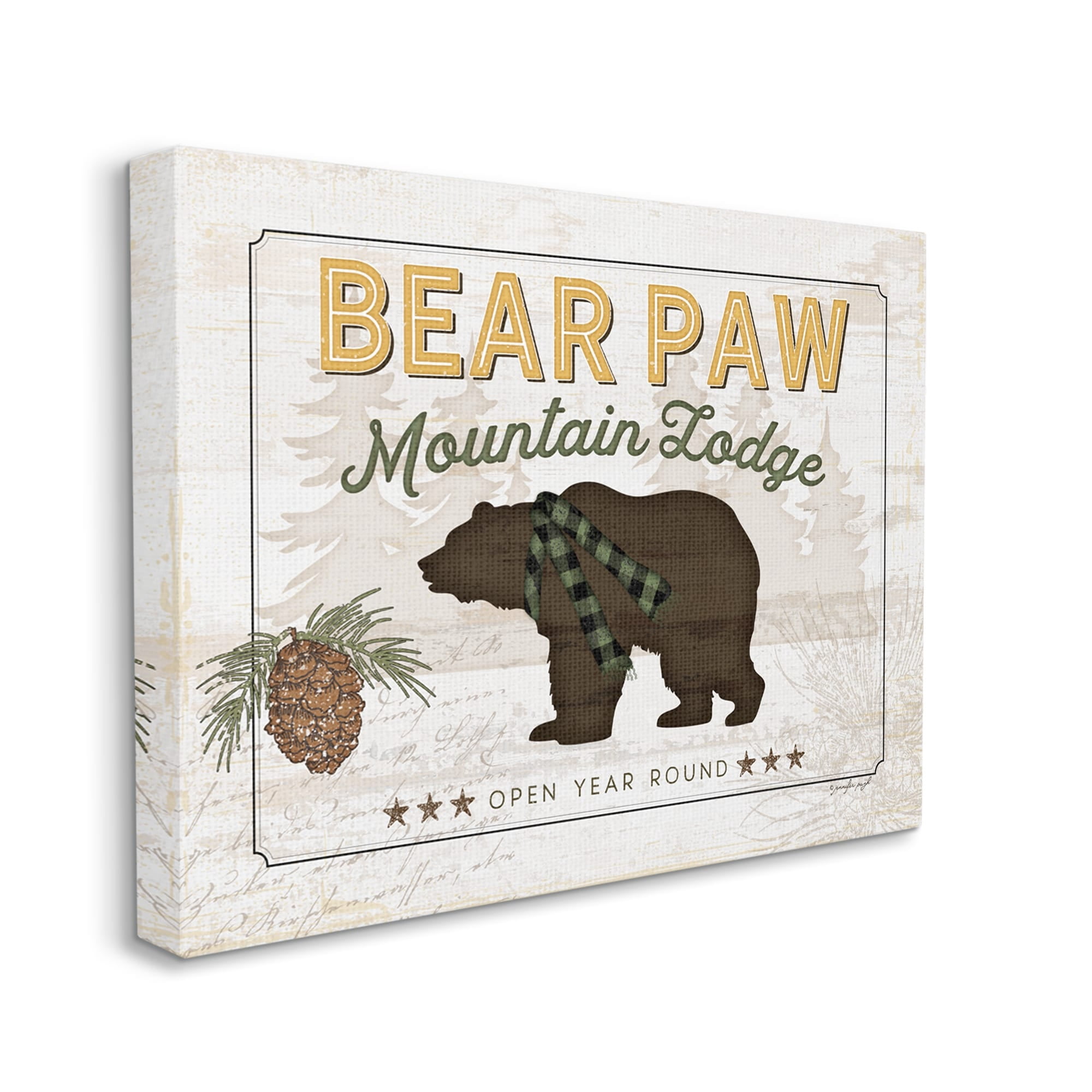 Stupell Bear Paw Mountain Lodge Cabin Animals & Insects Painting Gallery Wrapped Canvas Print Wall Art