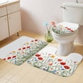 thumbnail image 4 of Spring Poppy Bathroom Rugs Set Flower White Floral Sage Green Leaves Non Slip Absorbent Soft Bath Mats 3 Piece Set with Bathroom Rug, U-Shaped Floor Mat, Toilet Seat Cover Large Size, 4 of 9