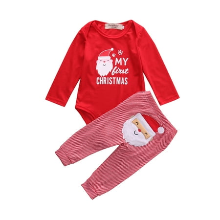 

wybzd Newborn Boys Girls Xmas Cute Lovely Long Sleeve Playsuit Pants Clothes Outfits
