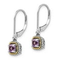 thumbnail image 2 of Shey Couture Sterling Silver with 14K Accent Antiqued Cushion Amethyst Leverback Dangle Earrings QQTC735, 2 of 4