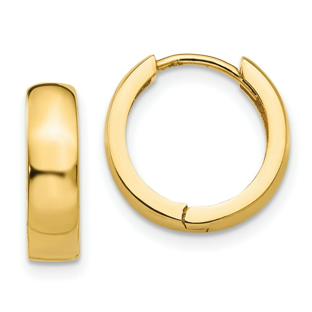14k Yellow Gold Round Hinged Hoop Earrings