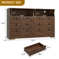 thumbnail image 2 of Commode à 6 Tiroirs pour Chambre, avec Lumières DEL RVB et Prise de Courant, Commode de 55 Pouces de Large Meuble Télé pour Télé de 55 Pouces, pour Garde-Robe, Salon, Entrée, 2 of 8