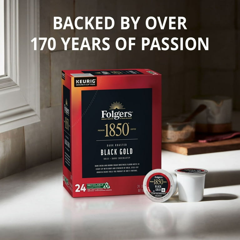 Folgers 1850 Black Gold, Dark Roast Coffee, Keurig K-Cup Pods, 10 Count Box  - Walmart.com