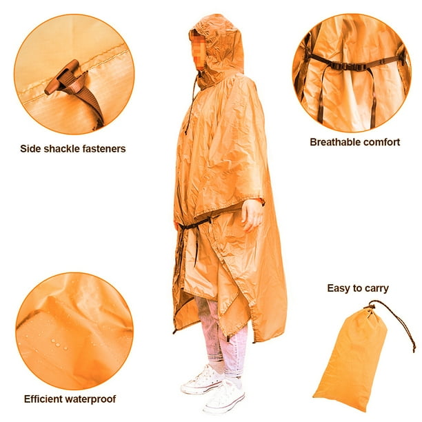 Lluvia Poncho Fahion Ultralight Hoodie Ponchos Sun Shelter Equipo de escalada de silicona Accesorios al aire libre Regalos para mujer Naranja Advancent HA060487 02 Bodega Aurrera en linea