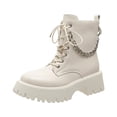 thumbnail image 2 of Bnwani Boots for Women Fashion Thick Chunky Solid Boot Beige Size 6.5, 2 of 9