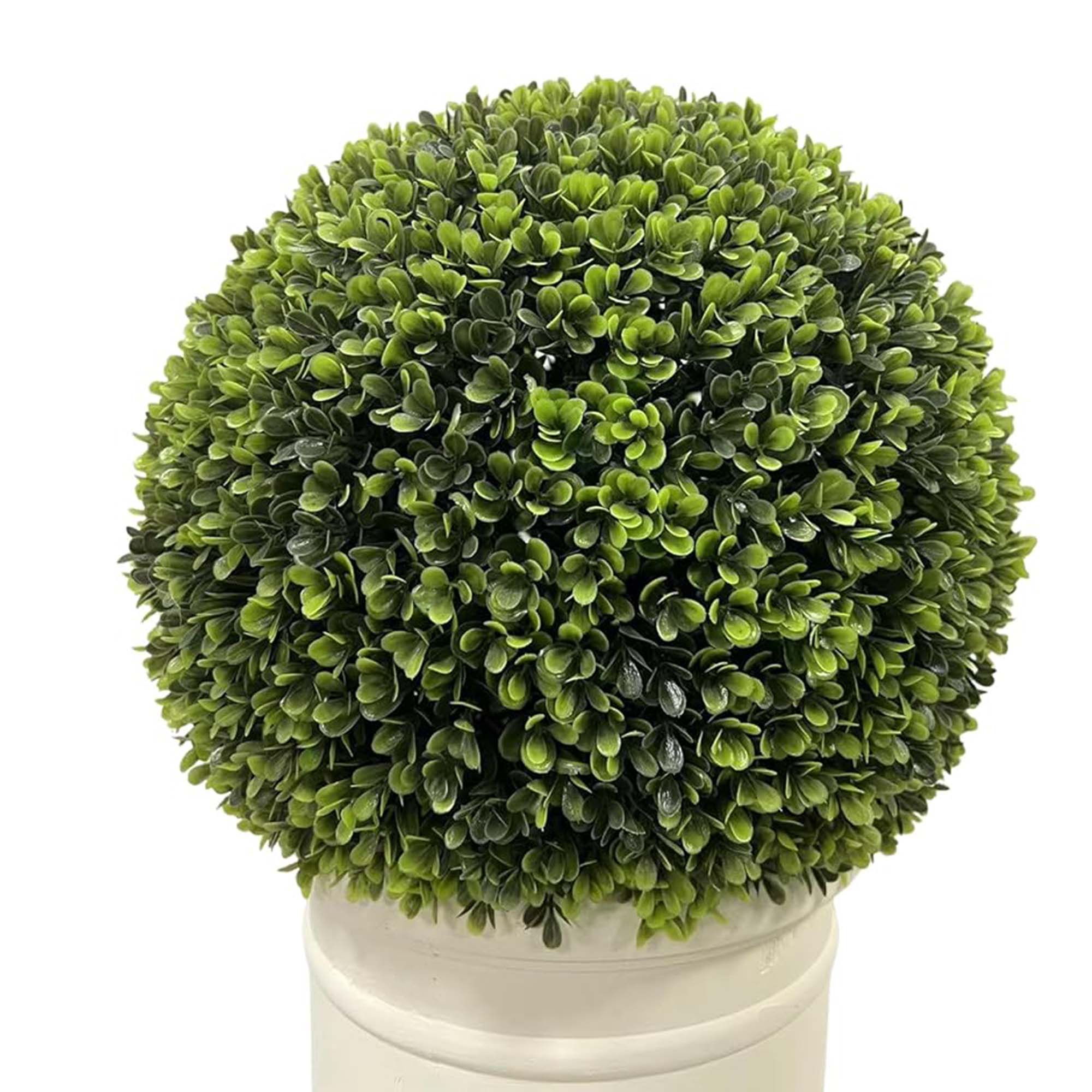 Miniyam 24" Ball Topiary in White Pot, Artificial Plant for Indoor and Outdoor