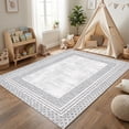 thumbnail image 4 of GlowSol 6x9 Washable Area Rug, Gray Geometric Non Slip Living Room Rug, Soft Low Pile Indoor Carpet for Bedroom Dining Room, 4 of 10