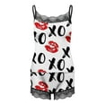 thumbnail image 3 of Pajamas for Women Trendy Valentine'S Printed Spaghetti Strap Sleeveless Shorts 2 Piece Sleepwear Fall Outfit,White,XL, 3 of 4