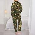 thumbnail image 3 of Pajama Sets for Women 2 Pcs, Cool Cat Camouflage Green Button Down Long Sleeve Sleepwear Lounge PJ Sets, 3 of 6