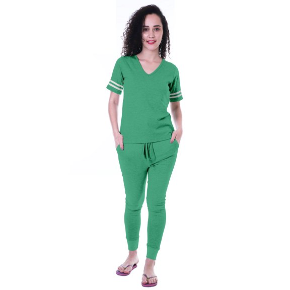 Moomaya Womens Plain Nightwear Set w/ Pyjama Cotton Sleepwear 2 Pcs Nightdresses-SC6