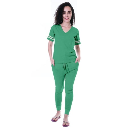 

Moomaya Womens Plain Nightwear Set w/ Pyjama Cotton Sleepwear 2 Pcs Nightdresses-FKY