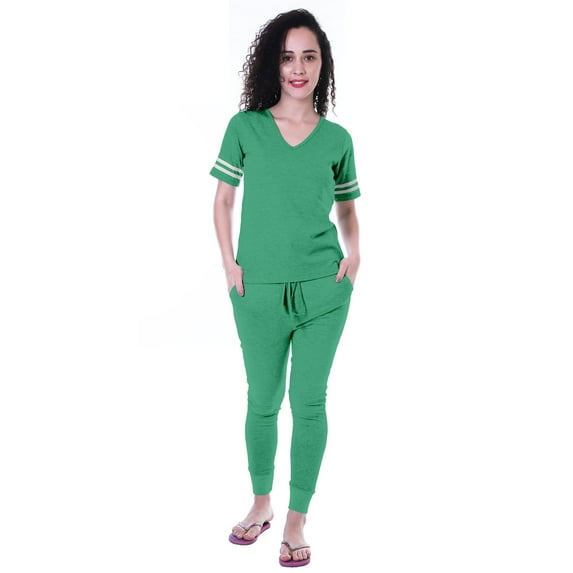 Moomaya Womens Plain Nightwear Set w/ Pyjama Cotton Sleepwear 2 Pcs Nightdresses-FKY