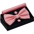 thumbnail image 3 of LAICAIW Mens Solid Color Double Fold Pre-tied Bow Tie and Pocket Square Cufflink Set with Gift Box, 3 of 5