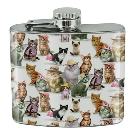 

Cats Kittens in Hats Pattern Stainless Steel 5oz Hip Drink Kidney Flask