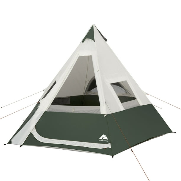 Ozark Trail 7 Person 1 Room Teepee Tent With Vented Rear Window Green Walmart Walmart 