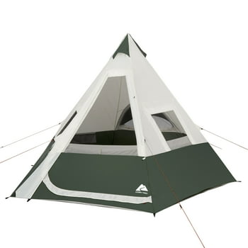 Ozark Trail 7-Person 1-Room Teepee Tent, with Vented Rear Window, Green