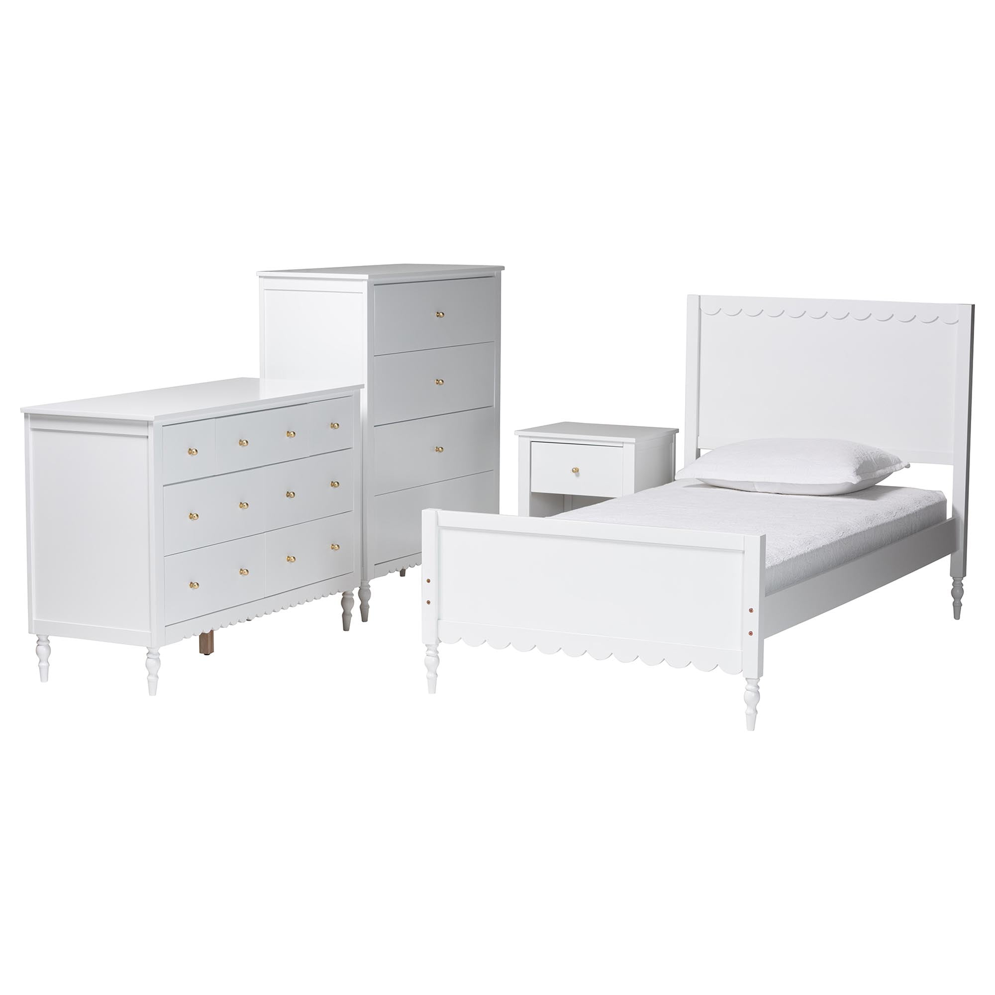 Baxton Studio Roni Modern Bedroom Set, Full, White