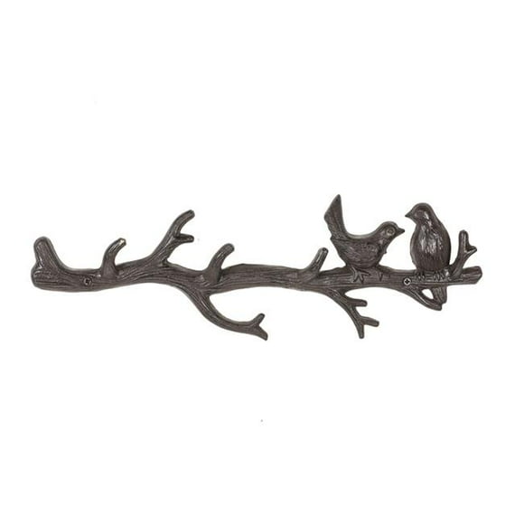 17 in. Birds on a Branch Wall Hook, Dark Brown