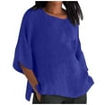 thumbnail image 1 of Pompotops Chemisier Mode pour Femmes Manches Courtes Col Rond Coton Ample, 1 of 5