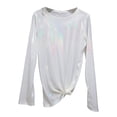 thumbnail image 4 of Womens T Shirts Loose Fit Metallic Luster Long Sleeve Casual Loose Fit Shiny Pullover T Shirt Blouse Fashion Trendy Clothes, 4 of 4