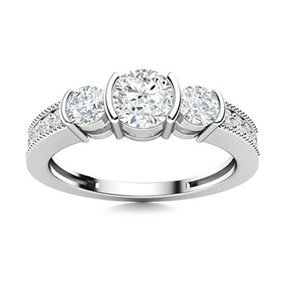 Mooneye 0.60 Ctw Round Moissanite Diamond 925 Sterling Silver Women Valentines Day Gift Ring