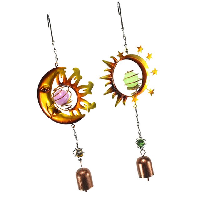 2 campanillas de viento de metal, adorno colgante, campanillas decorativas para el hogar, regalos artesanales kusrkot Carillón de viento de metal