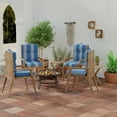 thumbnail image 2 of Jordan Manufacturing 43" x 21" Triton Twilight Blue Stripe Rectangular Outdoor Chair Cushion with Ties and Hanger Loop, 2 of 10