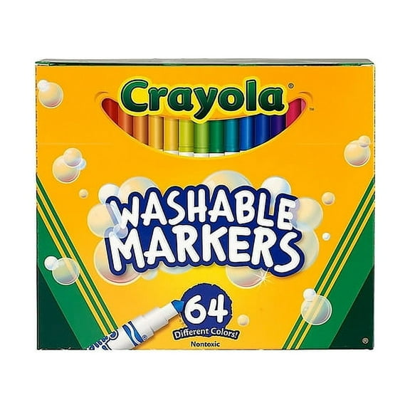 Crayola Washable Markers, Flip-Top Box, Assorted Colors, 64 Count, 2 Pack