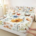 thumbnail image 3 of Feelyou Groovy Daisy Flower Queen Sheet Sets, Spring Butterfly Bed Set, 4-Piece, 3 of 7