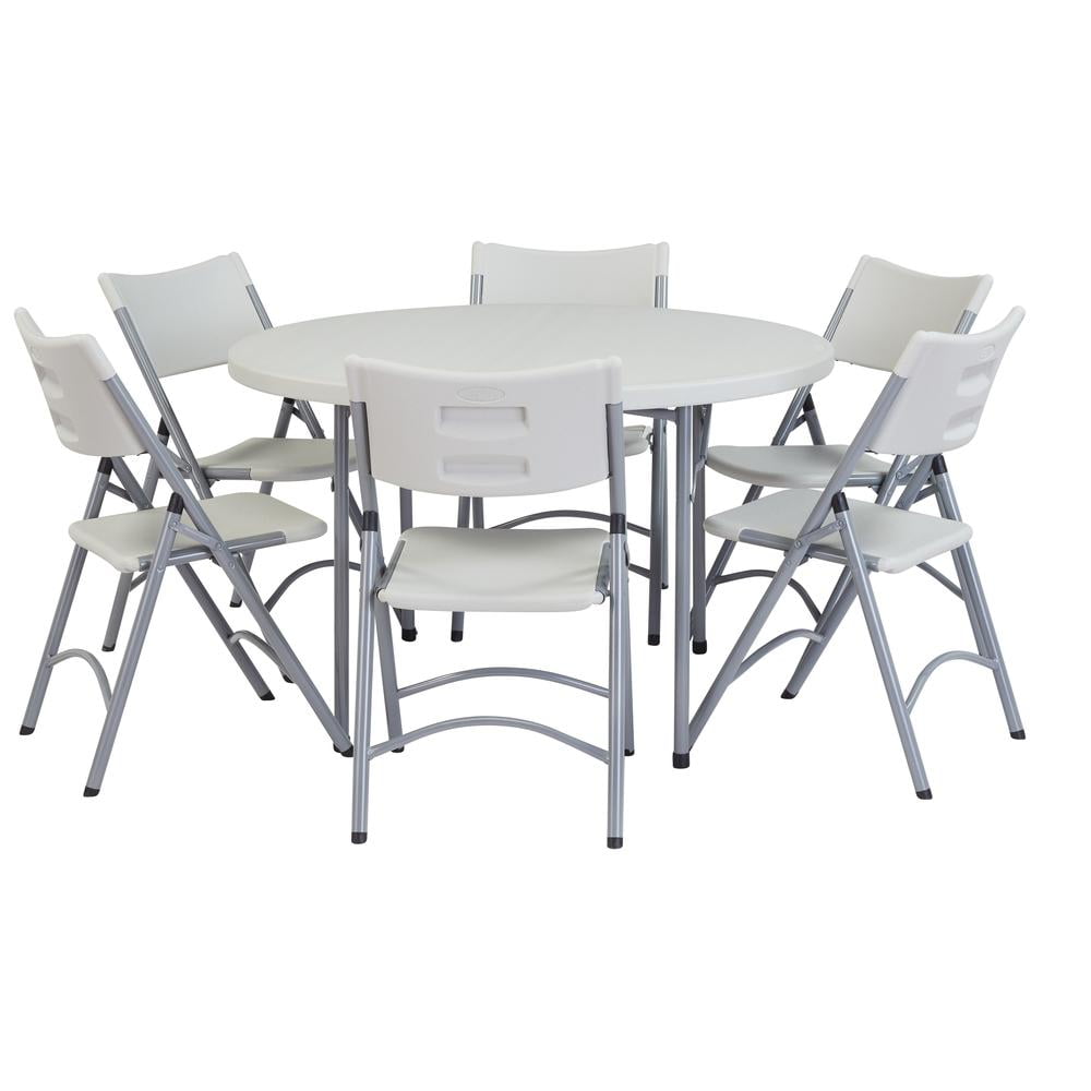 NPS 48" Heavy Duty Round Folding Table, Speckled Grey