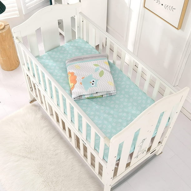 3 Piece Baby Crib Bedding Set for Boys Grey Lion Giraffe Soft