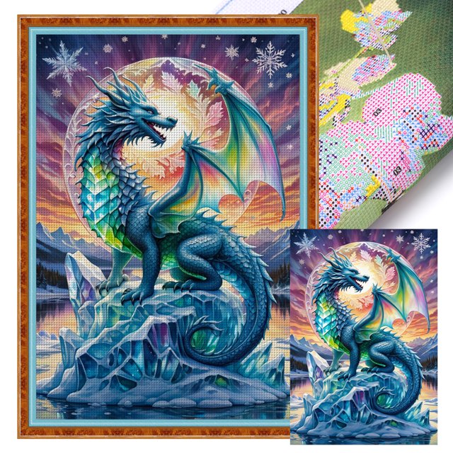 Hilo Algodón Ecológico Bordado Punto Cruz Pterosaurio Impreso 11CT 45x65cm