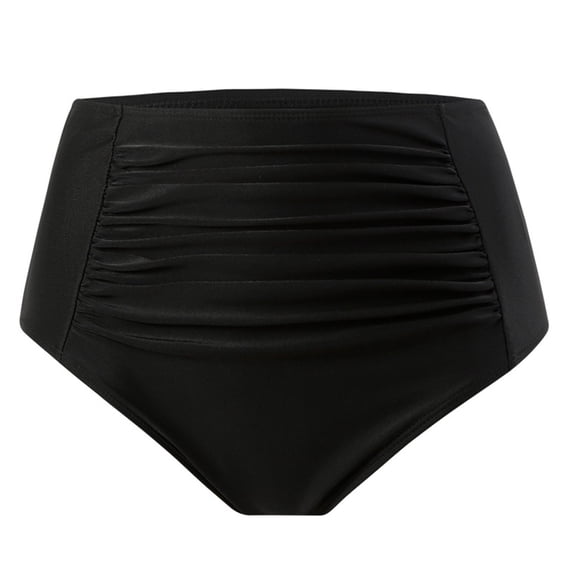 Elainilye Fashion Bikini Bottoms for Women Solid Color Swimming Trunks High Waist Briefs Swimming Trunks,Black